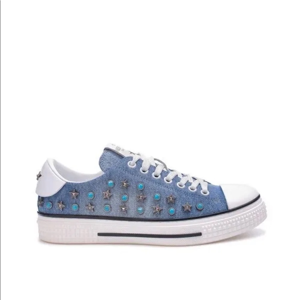 Valentino Garavani  Stars studded denim sneaker